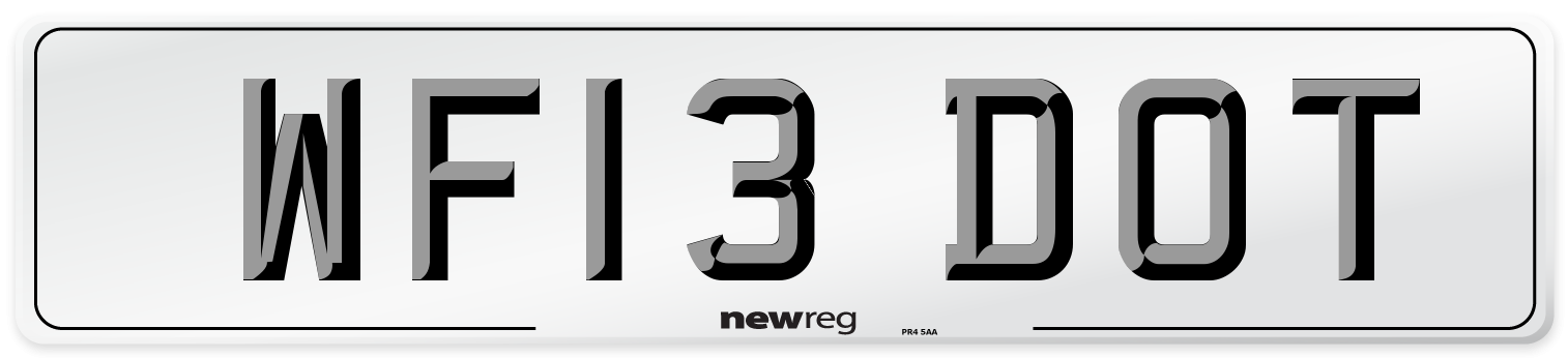 WF13 DOT Number Plate from New Reg